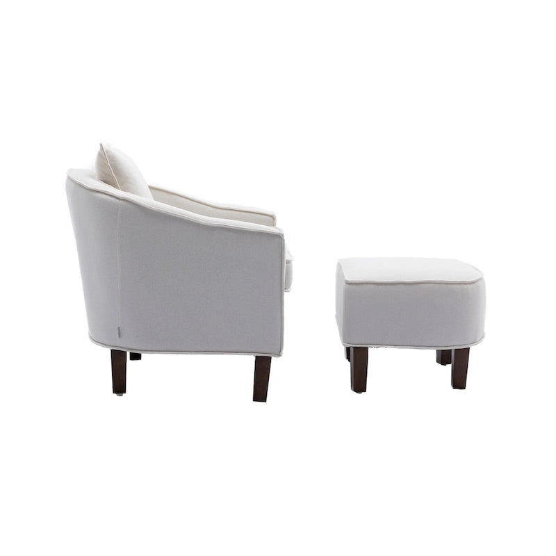 Mid-Century Barrel Accent Chair with Ottoman