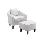 Mid-Century Barrel Accent Chair with Ottoman