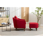 Mid-Century Barrel Accent Chair with Ottoman