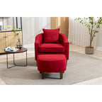 Mid-Century Barrel Accent Chair with Ottoman