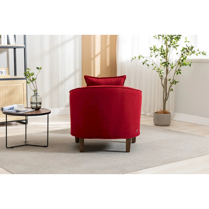 Mid-Century Barrel Accent Chair with Ottoman