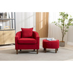 Mid-Century Barrel Accent Chair with Ottoman