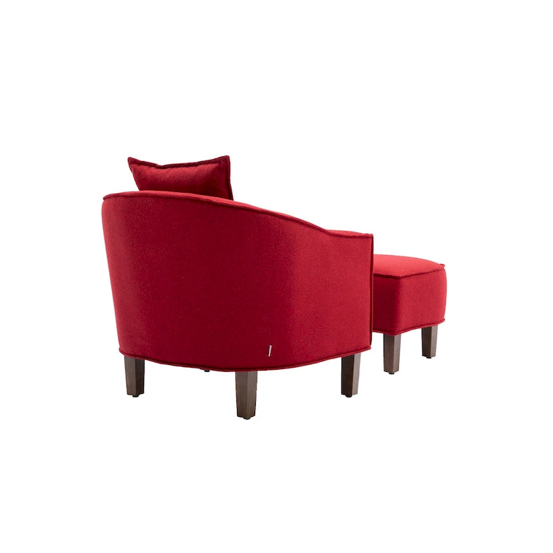 Mid-Century Barrel Accent Chair with Ottoman