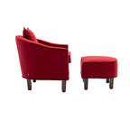 Mid-Century Barrel Accent Chair with Ottoman