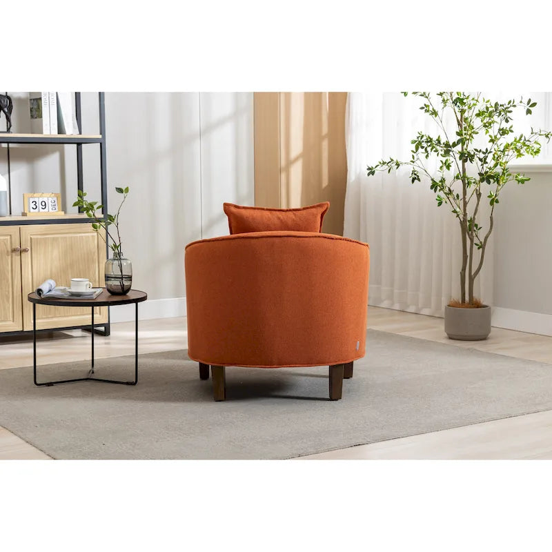 Mid-Century Barrel Accent Chair with Ottoman