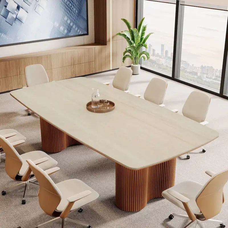6.5 ft Conference Table with Sintered Stone Top & Solid Wood Base