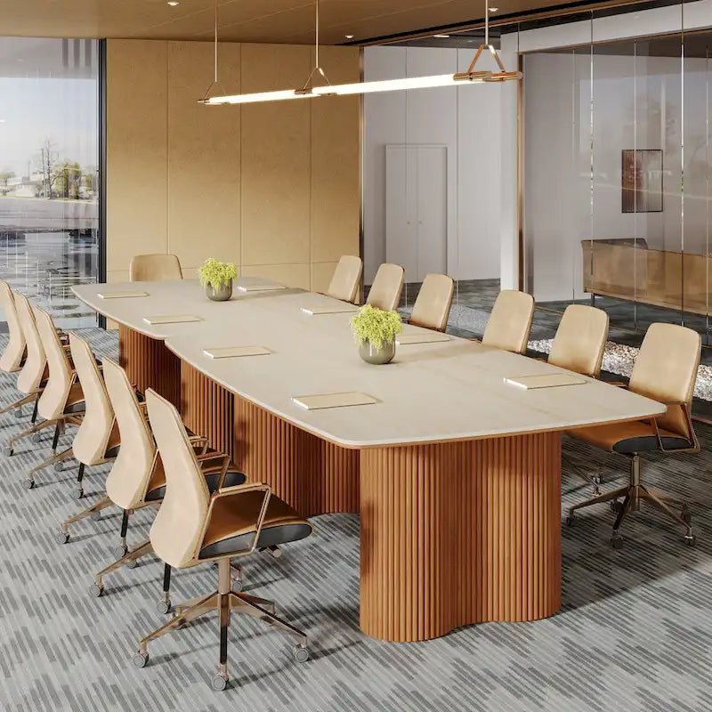 6.5 ft Conference Table with Sintered Stone Top & Solid Wood Base
