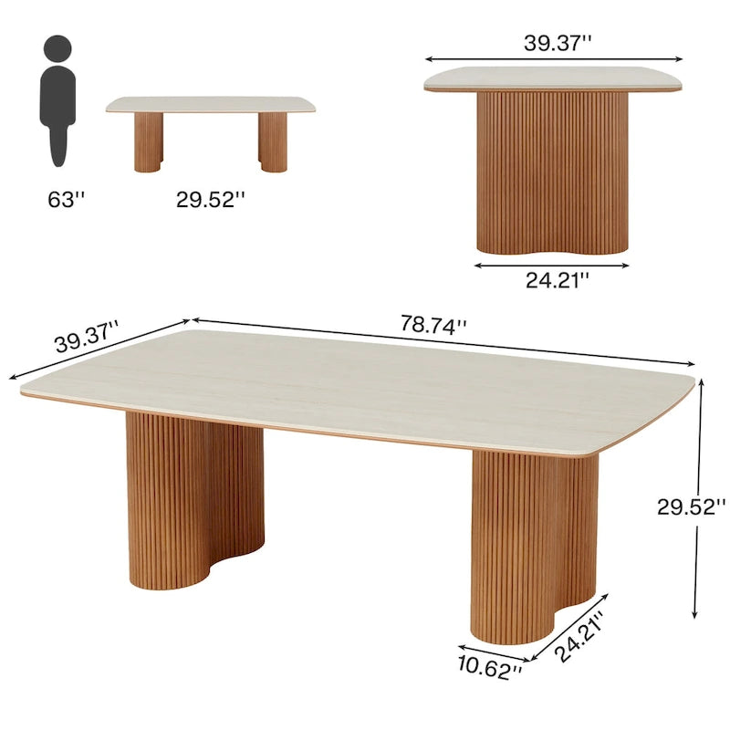 6.5 ft Conference Table with Sintered Stone Top & Solid Wood Base