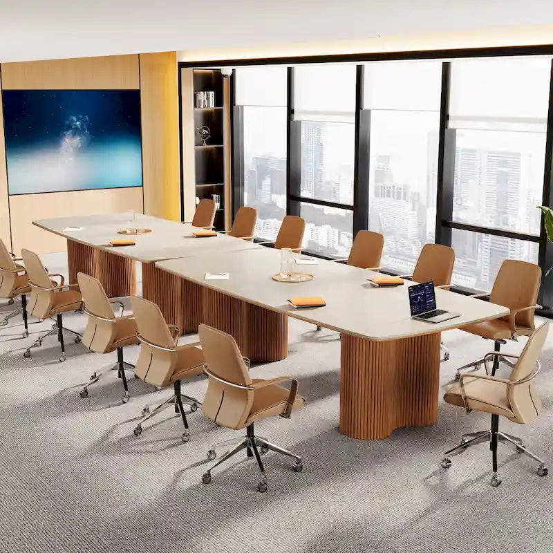 6.5 ft Conference Table with Sintered Stone Top & Solid Wood Base