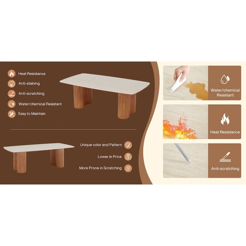 6.5 ft Conference Table with Sintered Stone Top & Solid Wood Base