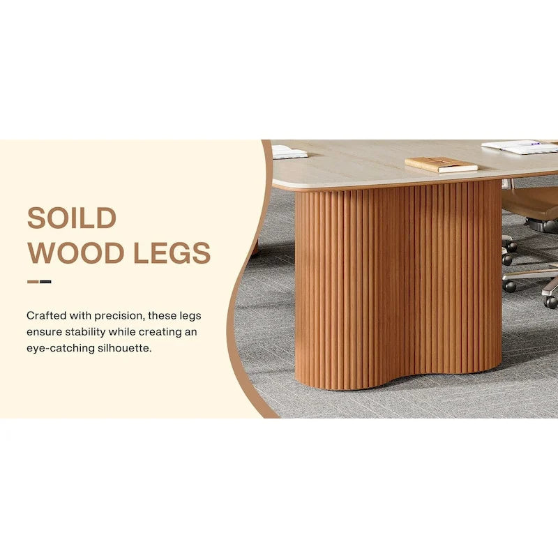 6.5 ft Conference Table with Sintered Stone Top & Solid Wood Base