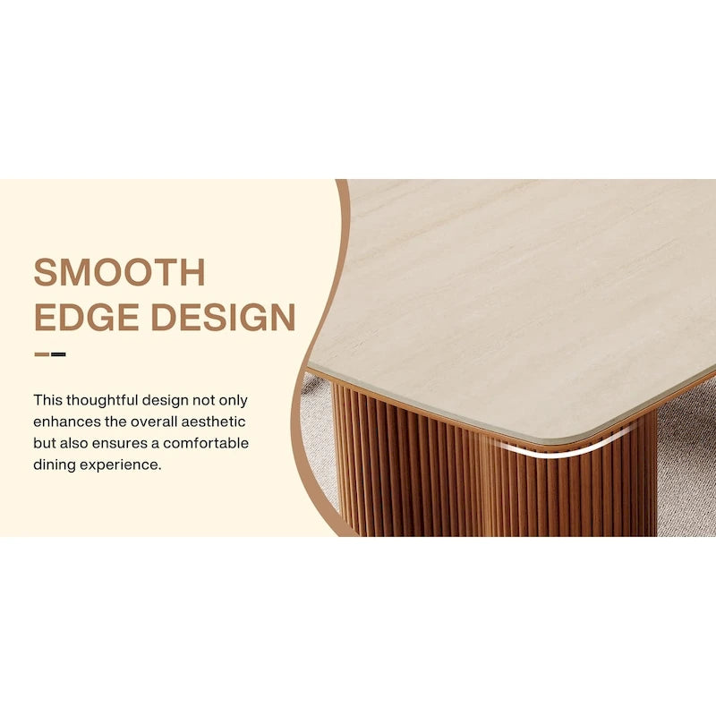6.5 ft Conference Table with Sintered Stone Top & Solid Wood Base