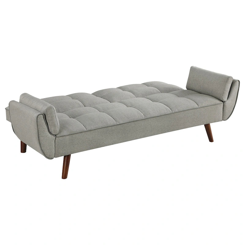 84 Inch Sofa Futon Bed with Tufted Back, Angled Legs, Gray Fabric