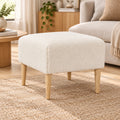 Elden Side Table Foot Stool Padded Boucle Ottoman with Wood Legs
