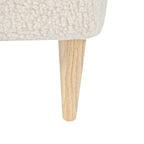 Square Padded Boucle Ottoman with Wood Legs
