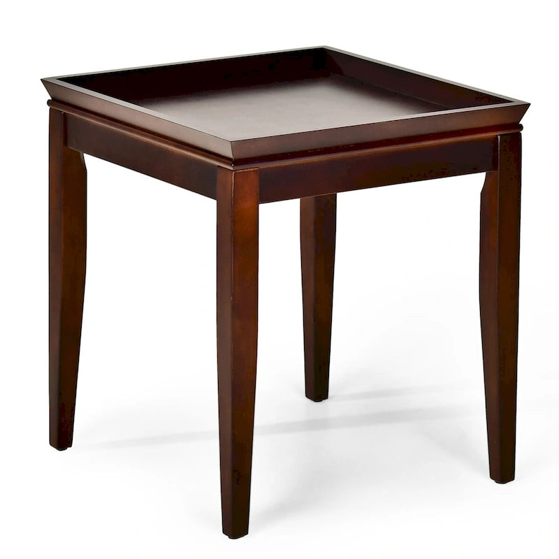 Square Wood End Table with Tray Top
