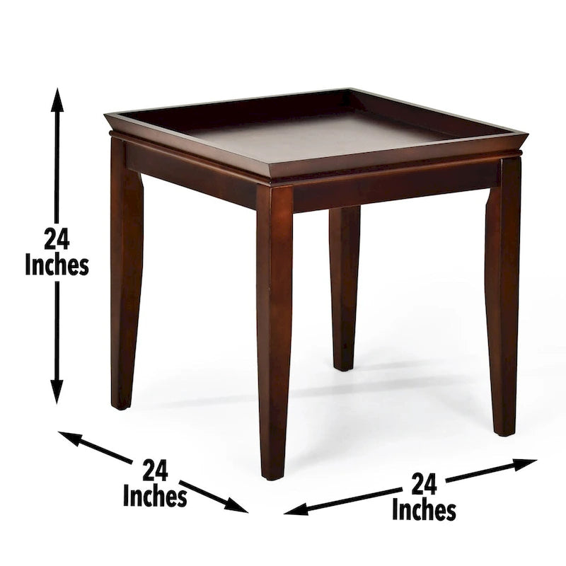 Square Wood End Table with Tray Top