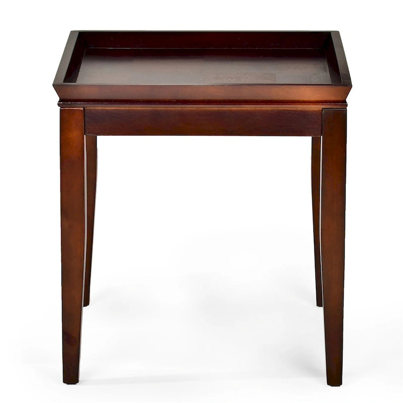 Square Wood End Table with Tray Top
