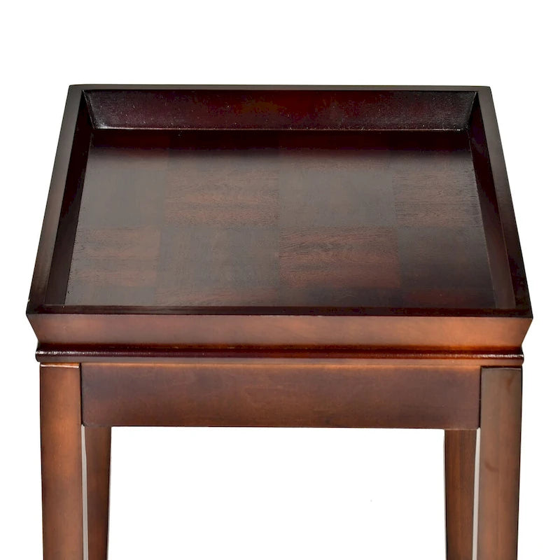 Square Wood End Table with Tray Top