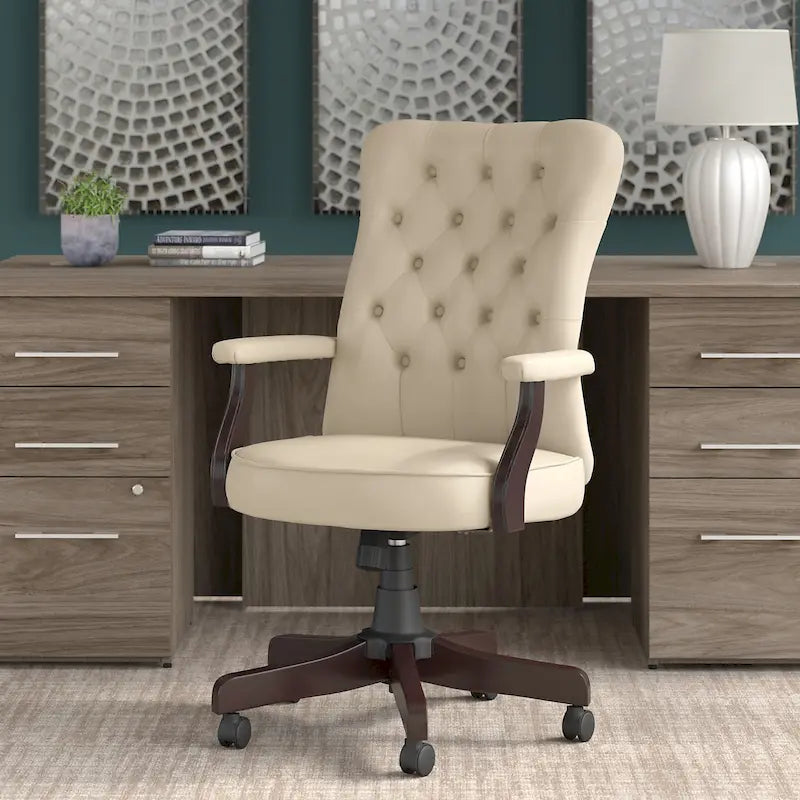 High Back Tufted Office Chair with Arms