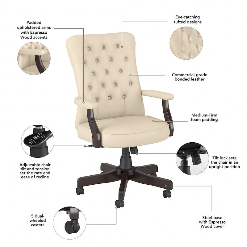 High Back Tufted Office Chair with Arms