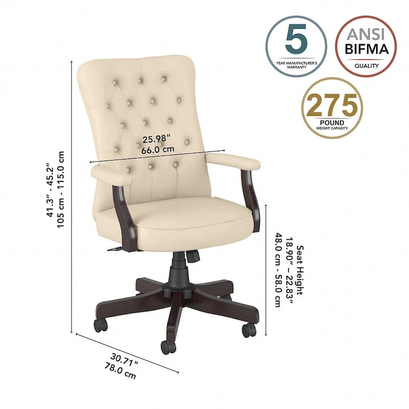 High Back Tufted Office Chair with Arms