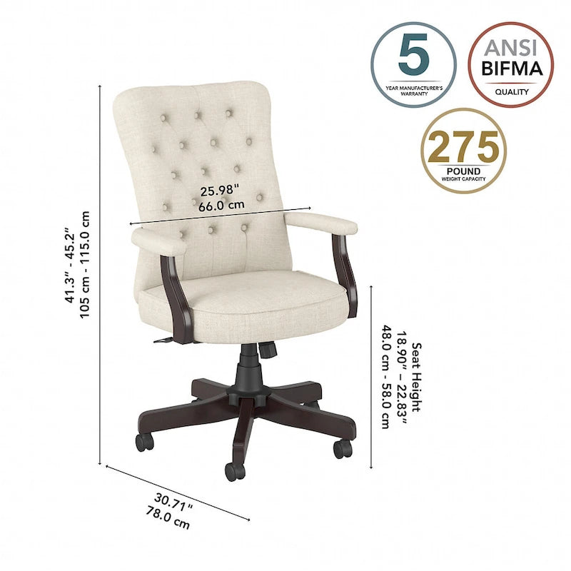 High Back Tufted Office Chair with Arms