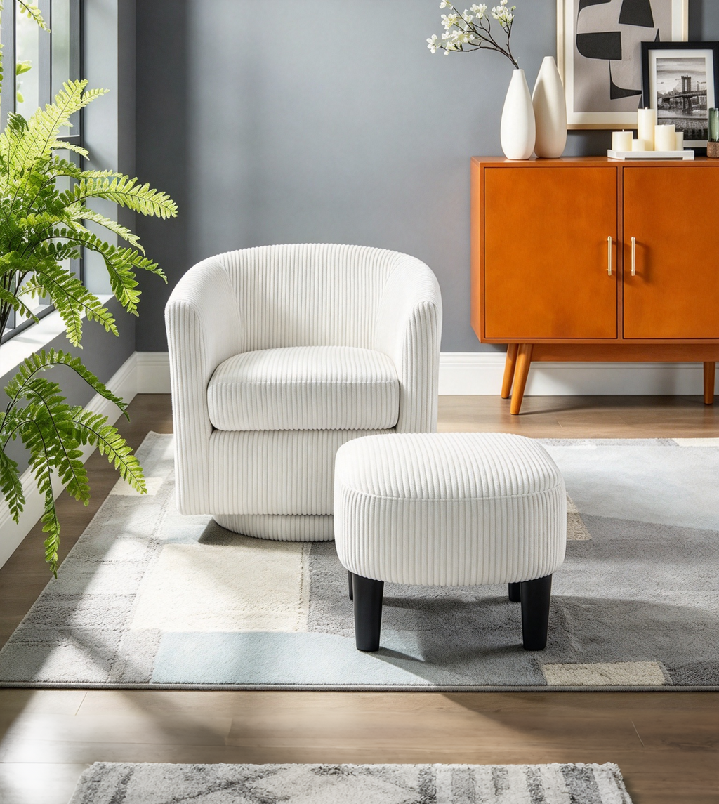 360° Swivel Accent Chair with Ottoman